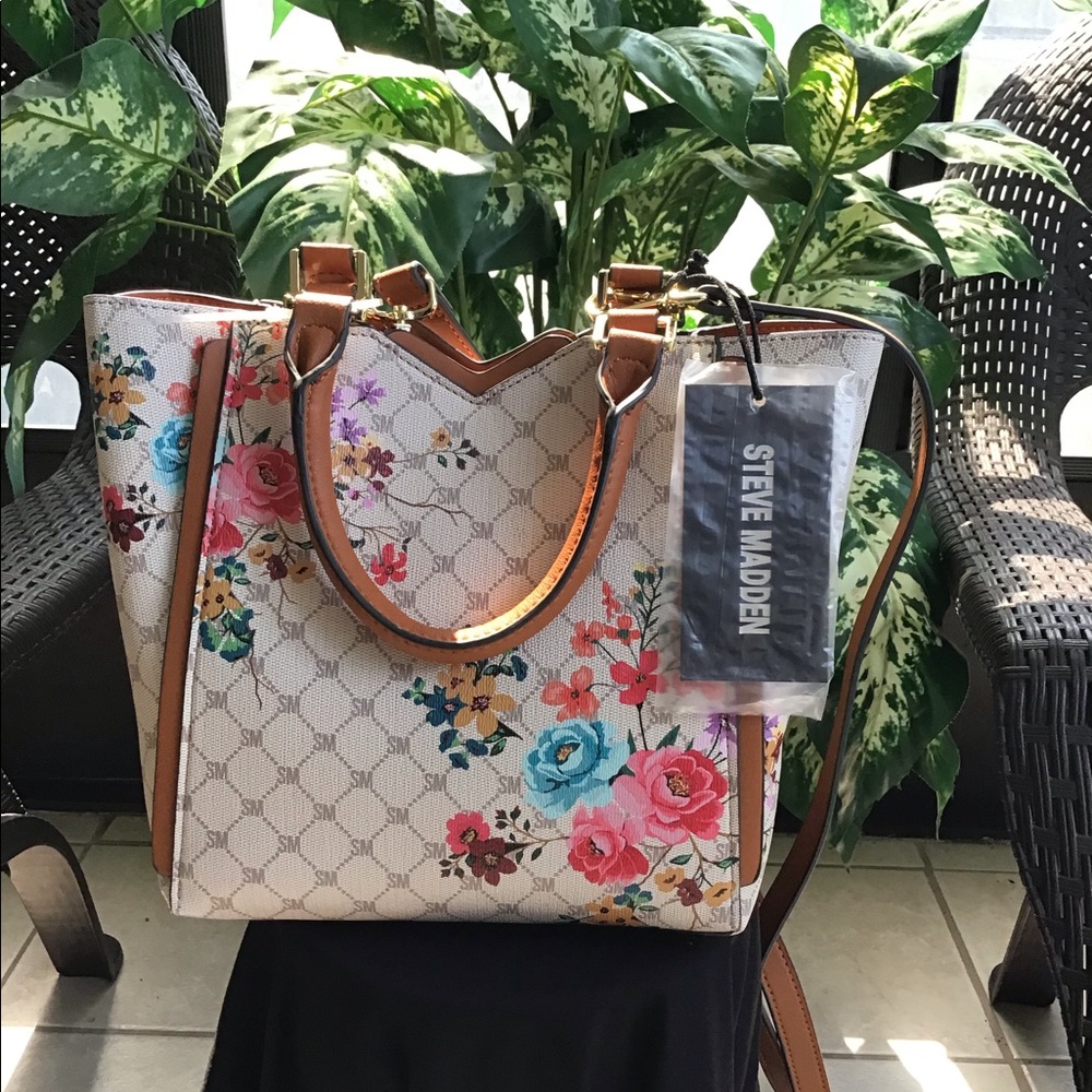 Steve Madden - BJAPAN - Cream Monogram floral bag